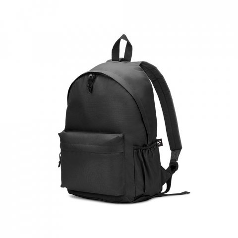 ROSARIO. Mochila em poli&eacute;ster reciclado 600D com bolso frontal espa&ccedil;oso (20 L) - Preto