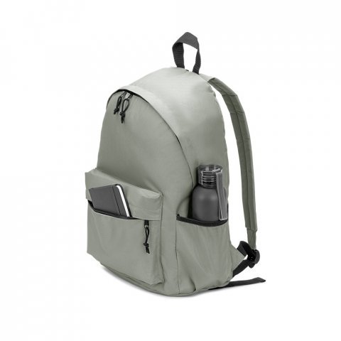 ROSARIO. Mochila em poli&eacute;ster reciclado 600D com bolso frontal espa&ccedil;oso (20 L) - Cinza claro
