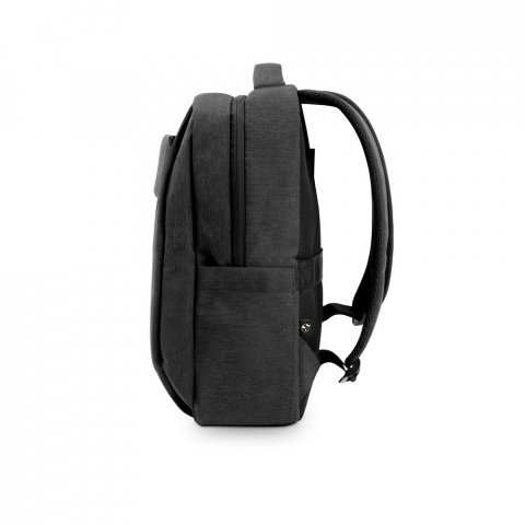 COVENTRY. Mochila, totalmente almofadada, para notebook (15.6") em poli&eacute;ster reciclado 300D de alta densidade (18 L) - Cinza escuro