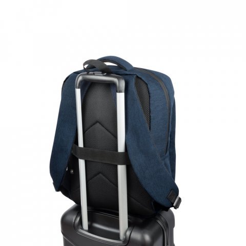 COVENTRY. Mochila, totalmente almofadada, para notebook (15.6") em poli&eacute;ster reciclado 300D de alta densidade (18 L) - Azul marinho