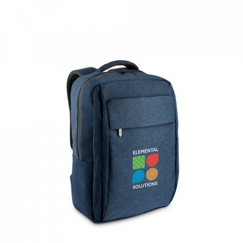 COVENTRY. Mochila, totalmente almofadada, para notebook (15.6") em poli&eacute;ster reciclado 300D de alta densidade (18 L) - Azul marinho