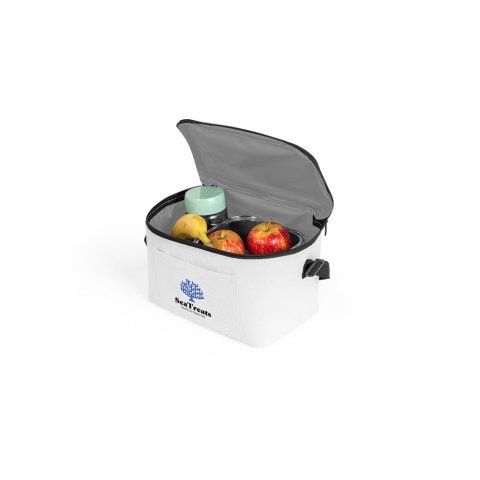 CANCUN. Cooler. Bolsa t&eacute;rmica em poli&eacute;ster reciclado 600D com interior forrado em PEVA 7 L - Branco