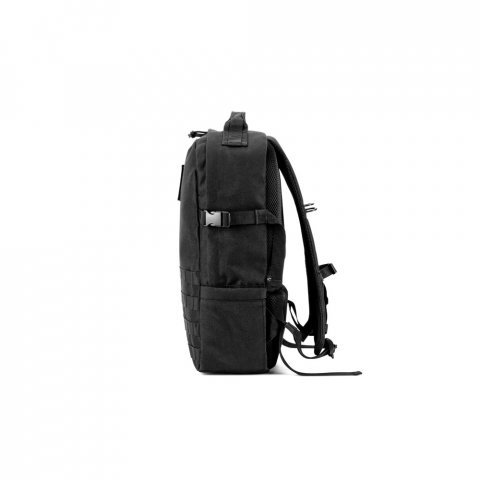 EDINBURGH BPACK. Mochila estilo militar em poli&eacute;ster reciclado 600D de alta densidade, com bolso para notebook (17.3") 21 L - Preto