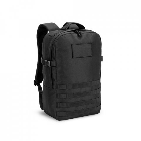 EDINBURGH BPACK. Mochila estilo militar em poli&eacute;ster reciclado 600D de alta densidade, com bolso para notebook (17.3") 21 L - Preto