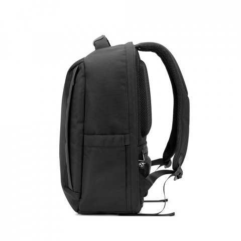 YANGON BPACK. Mochila antirroubo com bolso para notebook (17.3"), em poli&eacute;ster reciclado 600D twill, resistente &agrave; &aacute;gua (20 L) - Preto
