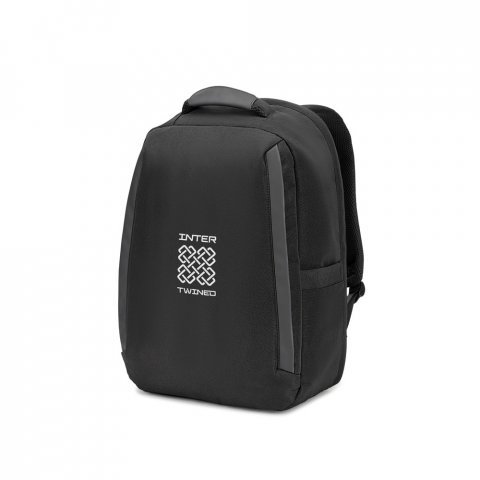 YANGON BPACK. Mochila antirroubo com bolso para notebook (17.3"), em poli&eacute;ster reciclado 600D twill, resistente &agrave; &aacute;gua (20 L) - Preto