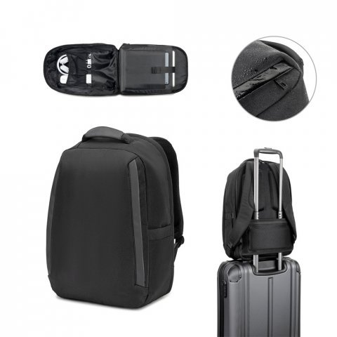 YANGON BPACK. Mochila antirroubo com bolso para notebook (17.3"), em poli&eacute;ster reciclado 600D twill, resistente &agrave; &aacute;gua (20 L)