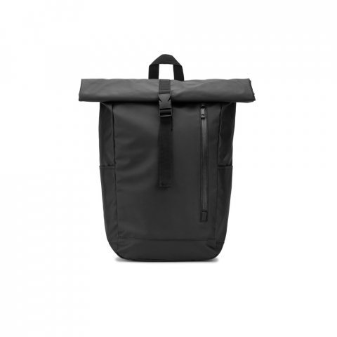 OSASCO BPACK. Mochila "Roll top" (14") em poli&eacute;ster reciclado 600D de alta densidade com revestimento resistente &agrave; &aacute;gua (20 L) - Preto