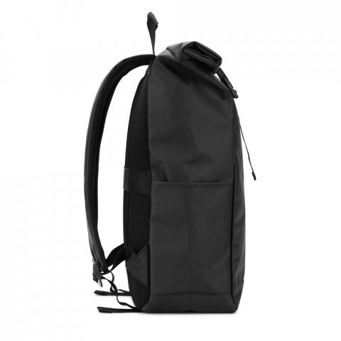 OSASCO BPACK. Mochila "Roll top" (14") em poli&eacute;ster reciclado 600D de alta densidade com revestimento resistente &agrave; &aacute;gua (20 L) - Preto