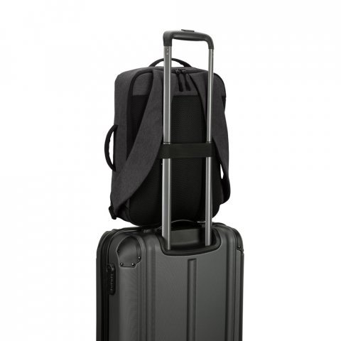 NIAMEY. Mochila para notebook (15.6") em poli&eacute;ster reciclado 300D de alta densidade (15 L) - Cinza escuro