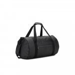 OSASCO SPORT. Bolsa esportiva em formato cil&iacute;ndrico em poli&eacute;ster reciclado 600D de alta densidade com compartimento lateral para sapatos (32 L) - Preto