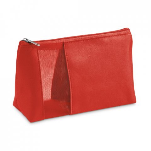 ANNIE. Bolsa de cosm&eacute;ticos em microfibra e tela mesh - Vermelho