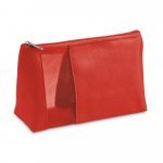 ANNIE. Bolsa de cosm&eacute;ticos em microfibra e tela mesh - Vermelho