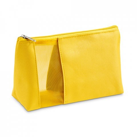 ANNIE. Bolsa de cosm&eacute;ticos em microfibra e tela mesh - Amarelo