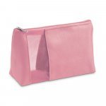 ANNIE. Bolsa de cosm&eacute;ticos em microfibra e tela mesh - Rosa claro