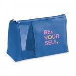 ANNIE. Bolsa de cosm&eacute;ticos em microfibra e tela mesh - Azul royal