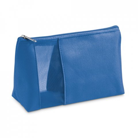 ANNIE. Bolsa de cosm&eacute;ticos em microfibra e tela mesh - Azul royal