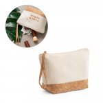 BLANCHETT. Bolsa de cosm&eacute;ticos 100% de algod&atilde;o (280 g/m&sup2;) com detalhes em corti&ccedil;a
