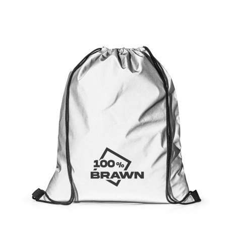 SYROS. Sacola tipo mochila em poli&eacute;ster (200 g/m&sup2;) - Cromado satinado