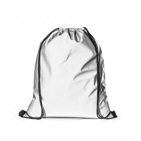 SYROS. Sacola tipo mochila em poli&eacute;ster (200 g/m&sup2;) - Cromado satinado