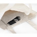 BETO. Sacola 100% algod&atilde;o canvas (280 g/m&sup2;) com bolso interior - Natural claro