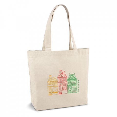 BETO. Sacola 100% algod&atilde;o canvas (280 g/m&sup2;) com bolso interior - Natural claro