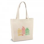 BETO. Sacola 100% algod&atilde;o canvas (280 g/m&sup2;) com bolso interior - Natural claro