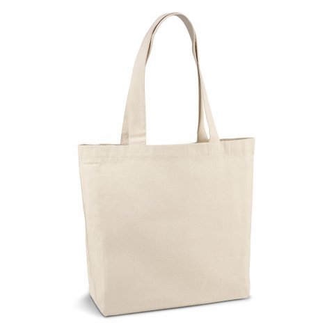 BETO. Sacola 100% algod&atilde;o canvas (280 g/m&sup2;) com bolso interior - Natural claro