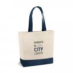 EDMONTON. Sacola 100% algod&atilde;o canvas (280 g/m&sup2;) com bolso interior e al&ccedil;as e fundo coloridos - Azul