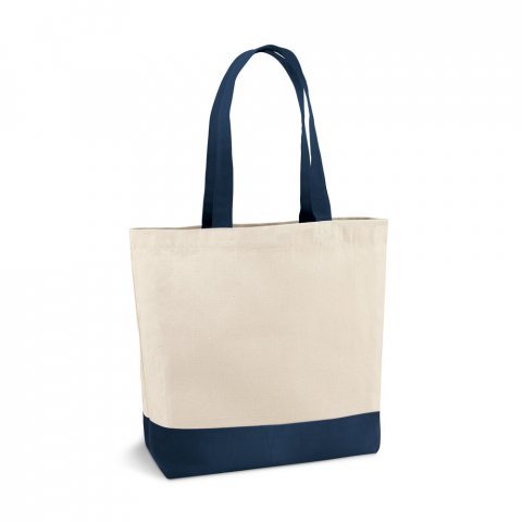 EDMONTON. Sacola 100% algod&atilde;o canvas (280 g/m&sup2;) com bolso interior e al&ccedil;as e fundo coloridos - Azul