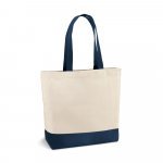 EDMONTON. Sacola 100% algod&atilde;o canvas (280 g/m&sup2;) com bolso interior e al&ccedil;as e fundo coloridos - Azul