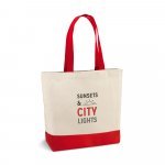 EDMONTON. Sacola 100% algod&atilde;o canvas (280 g/m&sup2;) com bolso interior e al&ccedil;as e fundo coloridos - Vermelho