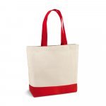 EDMONTON. Sacola 100% algod&atilde;o canvas (280 g/m&sup2;) com bolso interior e al&ccedil;as e fundo coloridos - Vermelho