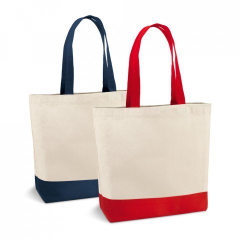 EDMONTON. Sacola 100% algod&atilde;o canvas (280 g/m&sup2;) com bolso interior e al&ccedil;as e fundo coloridos