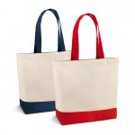 EDMONTON. Sacola 100% algod&atilde;o canvas (280 g/m&sup2;) com bolso interior e al&ccedil;as e fundo coloridos