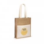 BRAGA. Sacola em 100% juta (240 g/m&sup2;) e bolso em 100% algod&atilde;o (140 gm&sup2;) - Natural