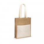 BRAGA. Sacola em 100% juta (240 g/m&sup2;) e bolso em 100% algod&atilde;o (140 gm&sup2;) - Natural