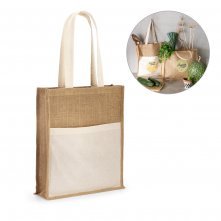 BRAGA. Sacola em 100% juta (240 g/m&sup2;) e bolso em 100% algod&atilde;o (140 gm&sup2;)