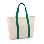 VILLE. Sacola 100% algod&atilde;o canvas (280 g/m&sup2;) com bolso frontal, bolso interior e fecho magn&eacute;tico - Verde