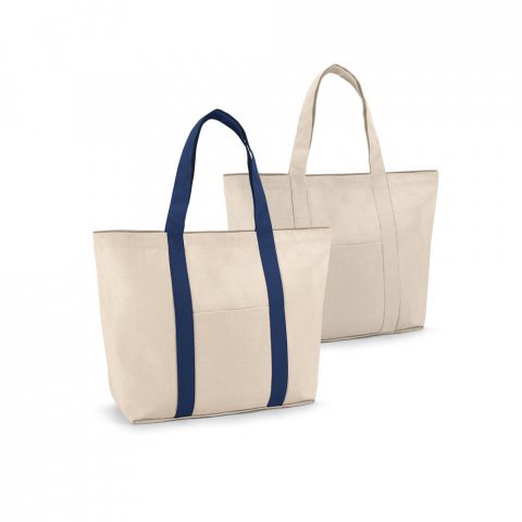 VILLE. Sacola 100% algod&atilde;o canvas (280 g/m&sup2;) com bolso frontal, bolso interior e fecho magn&eacute;tico