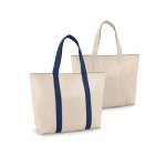 VILLE. Sacola 100% algod&atilde;o canvas (280 g/m&sup2;) com bolso frontal, bolso interior e fecho magn&eacute;tico