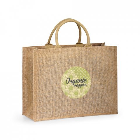 SHANTI. Sacola em 100% juta (360 g/m&sup2;) com laminado no interior - Natural