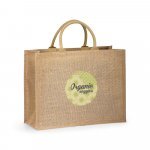 SHANTI. Sacola em 100% juta (360 g/m&sup2;) com laminado no interior - Natural