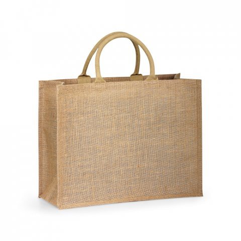 SHANTI. Sacola em 100% juta (360 g/m&sup2;) com laminado no interior - Natural