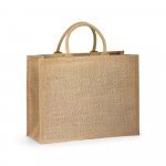 SHANTI. Sacola em 100% juta (360 g/m&sup2;) com laminado no interior - Natural