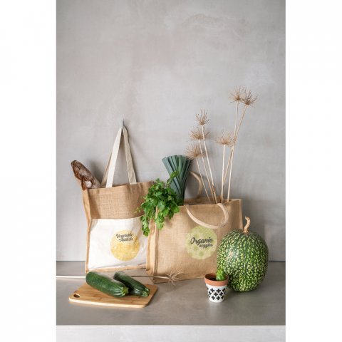 SHANTI. Sacola em 100% juta (360 g/m&sup2;) com laminado no interior