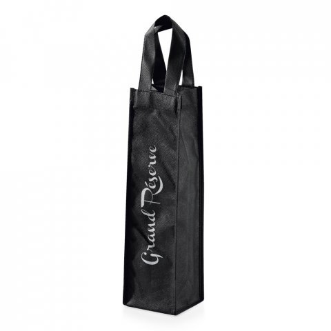 BAIRD. Sacola em non-woven para 1 garrafa (80 g/m&sup2;) - Preto