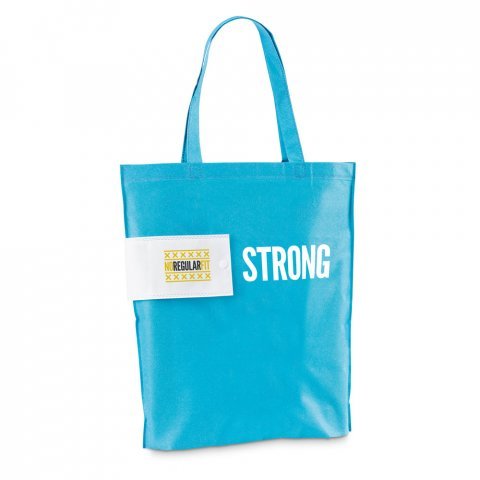 COVENT. Sacola dobr&aacute;vel em non-woven (80 g/m&sup2;) - Azul claro