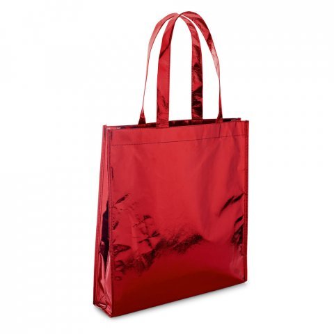 SAWGRASS. Sacola em non-woven laminado (90 g/m&sup2;) com lamina&ccedil;&atilde;o brilhante - Vermelho