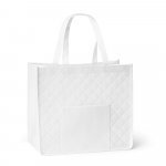 ARLETA. Sacola em non-woven laminado (110 g/m&sup2;) com bolso frontal (175 g/m&sup2;) - Branco